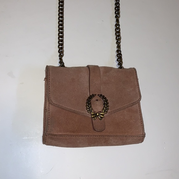 Zara Dusty Rose Suede Crossbody Bag with Chain Strap - Picture 2 of 11